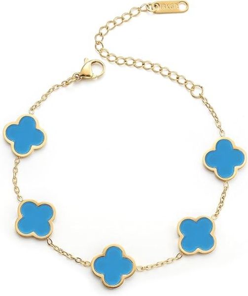 Blue 18K gold-plated clover lucky bracelet