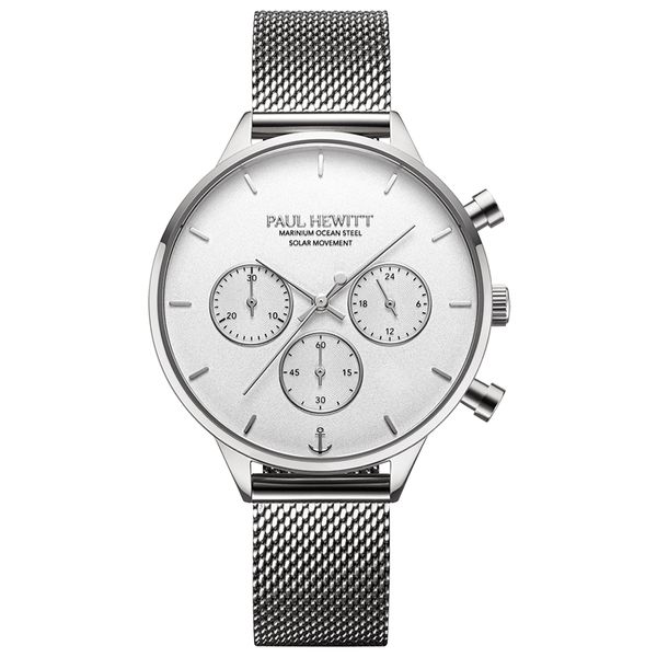 Paul Hewitt Women Oceanpulse Solar Watch 40mm Stainless Mesh White Dial