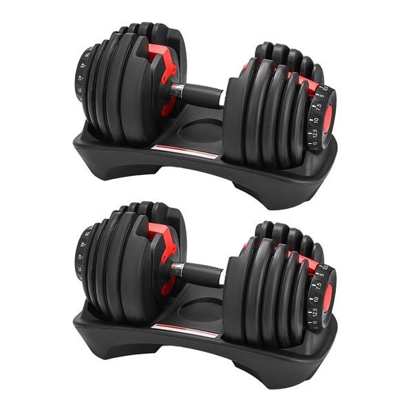 24KG Adjustable Dumbell &amp; Weight System - Set of 2 - Train At Home, Compact