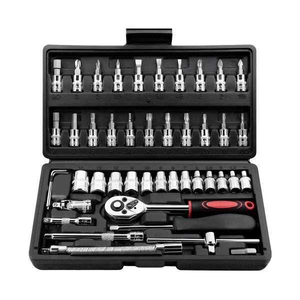 Tools Set 46 Piece 1/4-Inch Socket Set Car Vehicle Repair Set