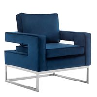 Hazlo - Accent Modern Arm Chair Sofa Living Room Velvet Blue Silver Legs