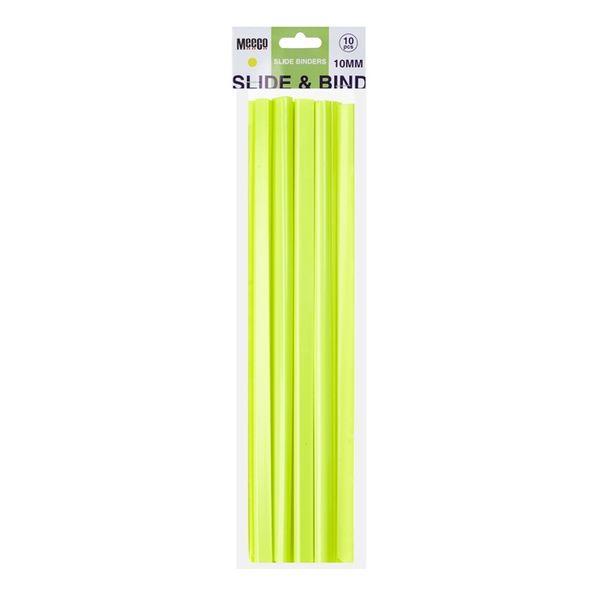 2 Meeco Slide Binders 10mm Neon Yellow 10 Pack