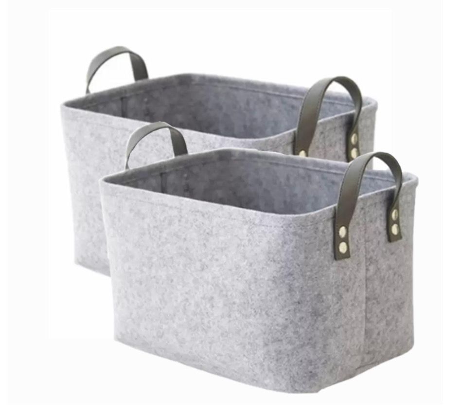 2 Pieces Felt Household Storage Baskets - Grey | Shop Today. Get it ...