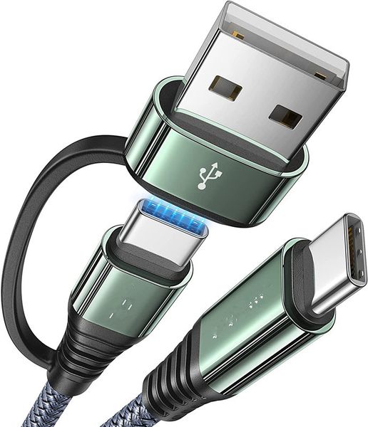 Type C/USB Fast Charging Cable 3.1A Fast Charger Cord 2-in-1 USB C