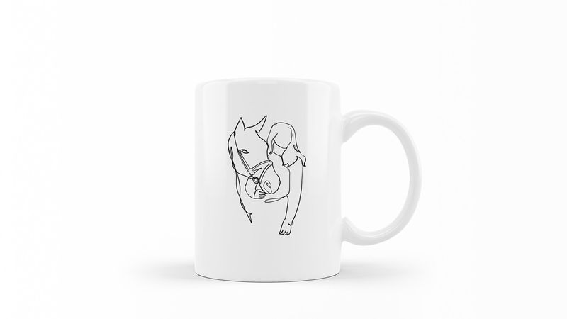 Designer Line Art Coffee Mug - Horse Lead
