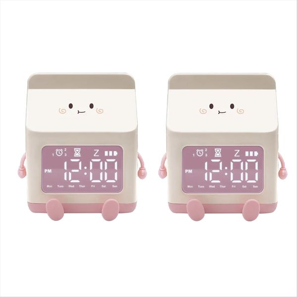 Cute Milk Carton Electronic Countdown Alarm Clock - Brown - Set of 2
