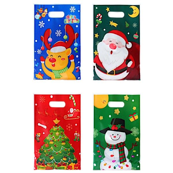 10 Piece - CHRISTMAS GIFT BAGS - FESTIVE CHARACTER DESIGNS