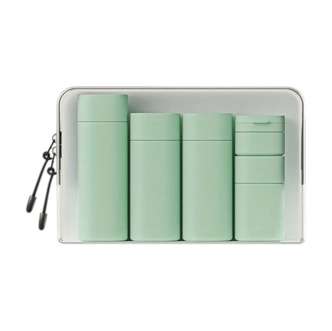 5 Piece - Travel Cream Dispenser Bottles With Bag - Green