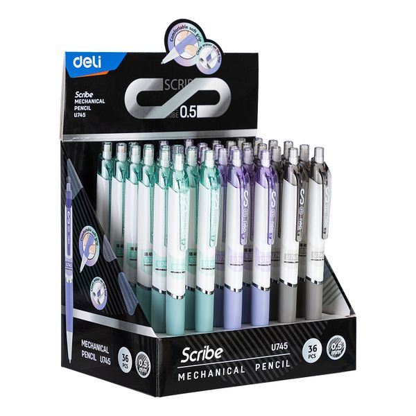 Deli Scribe 0.5mm Mechanical Pencil with Eraser - U745 - Set of 36