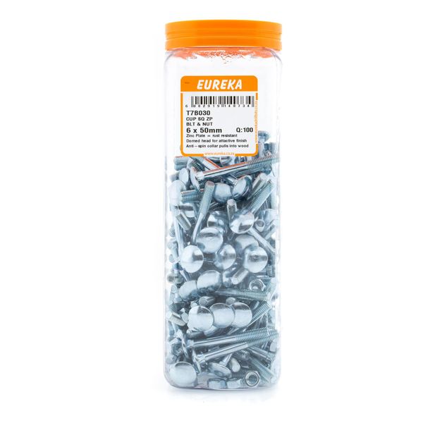 EUREKA Cup Square Bolt &amp; Nut 6 x 50mm Q:100 T7B030