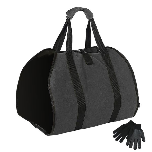 Mix Box Extra Large Firewood Log Carrier Canvas Bag with Handles