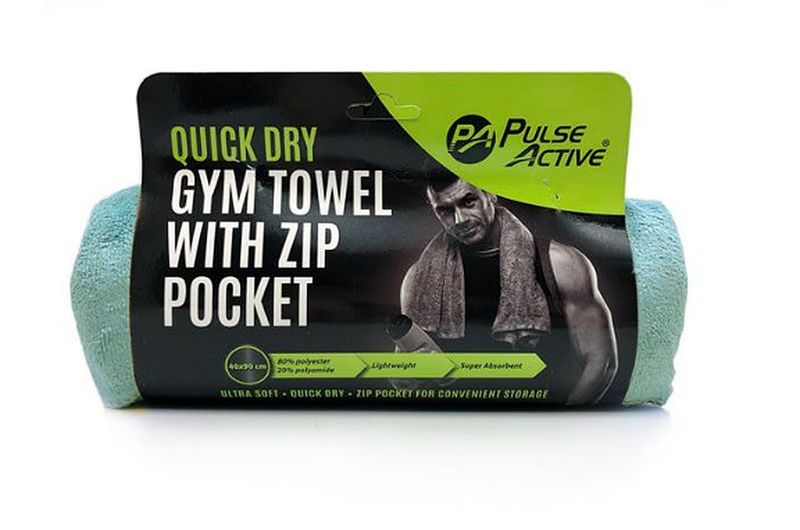 Gym Towel with Zip Pocket - Teal