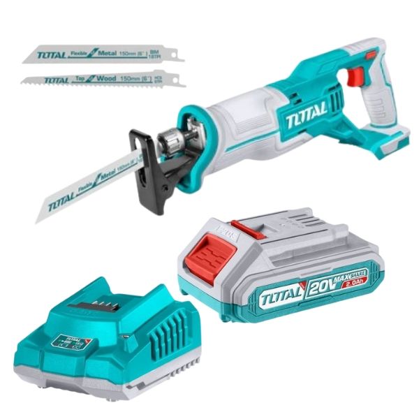 Total Tools - Cordless Reciprocating Saw with 2.0Ah Battery and Charger