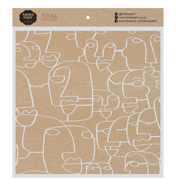 Tjhoko Paint Stencil - 30x30cm - Art Faces Line Art