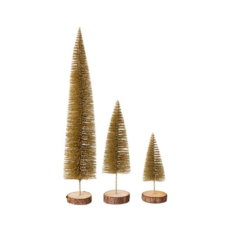 Nordic Scandinavian 3 Set Gold Glitter Wire Christmas Tree Table Decoration