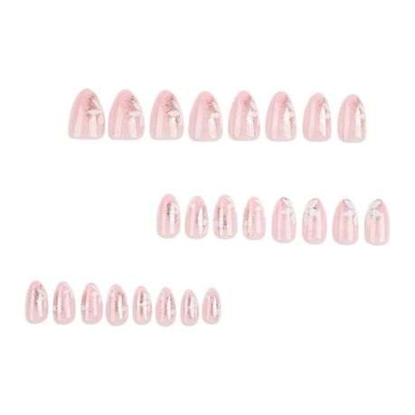 24 Piece Almond Shaped Press On Nail Set With Iridescent Finish - Pink Nude Image