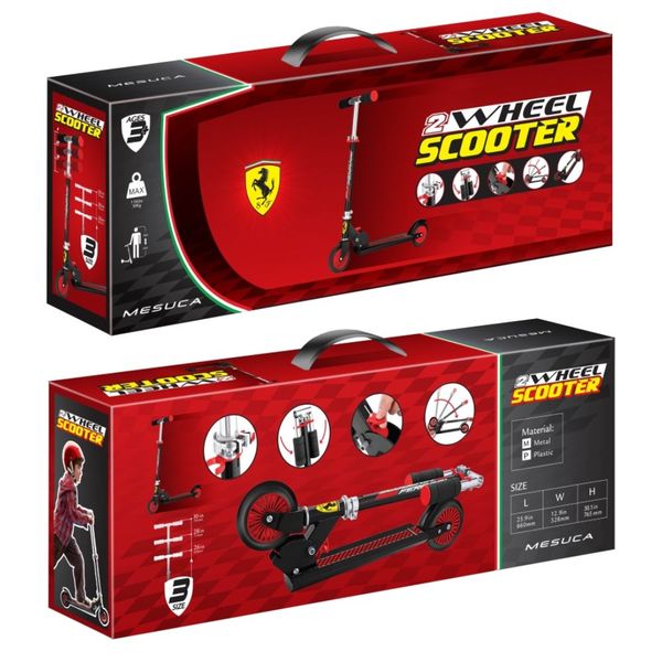 Rugged Racers Ferrari 2 Wheel Kick Scooter- Black