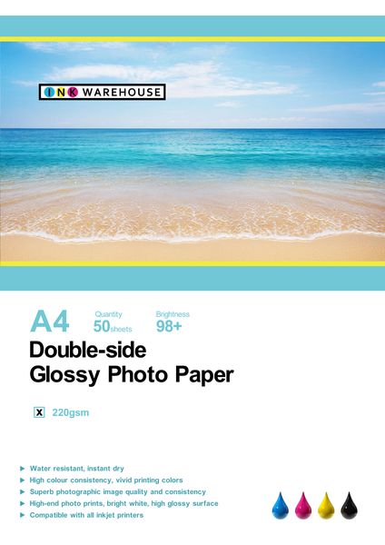 INKWAREHOUSE A4 220 GSM Double-side Gloss Photo Paper - 50 Sheets