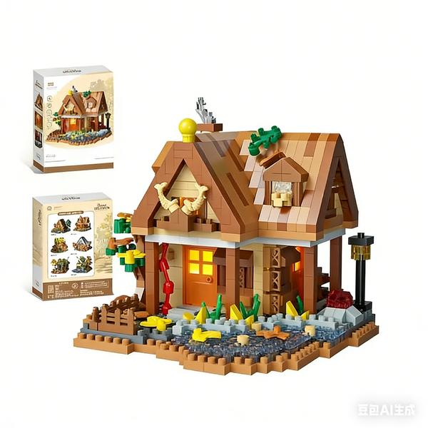 Forest Mystery Wooden Cabin Blocks DIY Parent-Child Craft Gift Toy