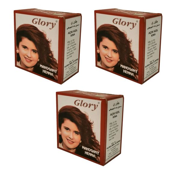 Glory Henna Hair Dye - Mahogany - 3 Pack