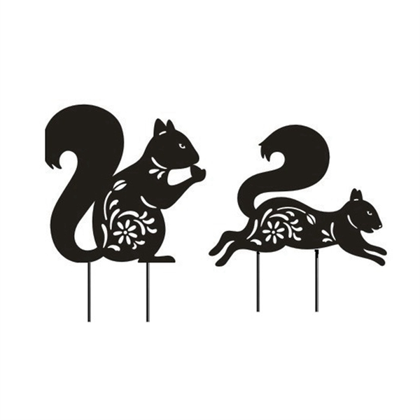 Squirrel Garden Stakes Decorative Outdoor Metal Squirrel Statues