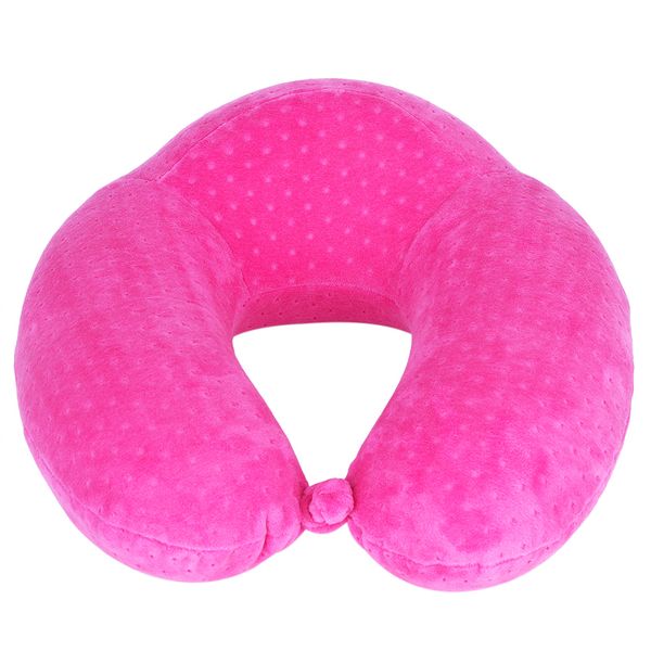 Velvet Memory Foam Travel Neck Pillow Rose Red image