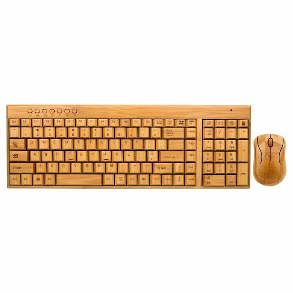 Bamboomill Handcrafted Bamboo Wireless Keyboard &amp; Mouse Set