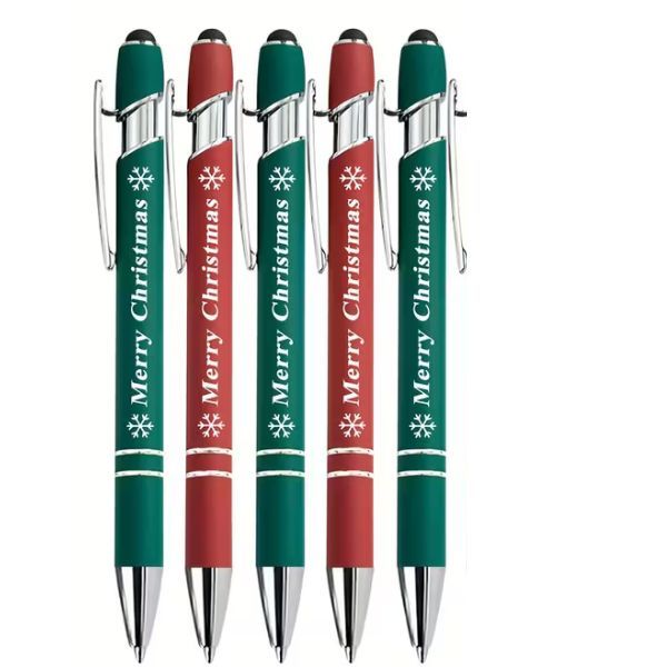 5 Elegant Ballpoint Pens -Christmas Stationery with Merry Christmas Text