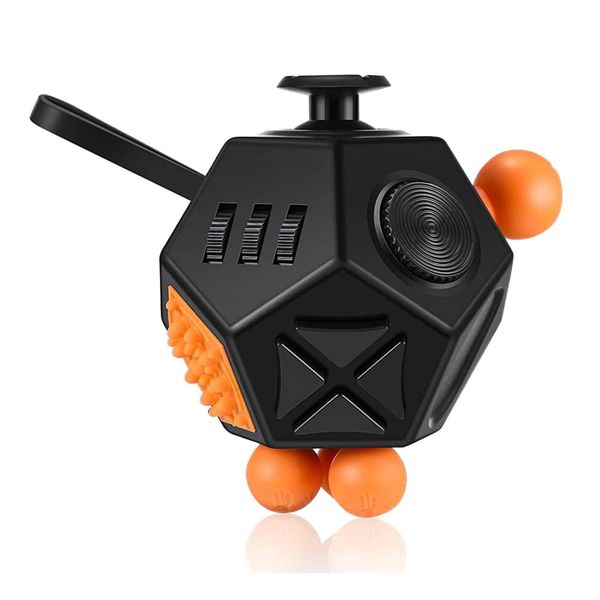 ALANES 12 Sides Anti Stress Magic Fidget Cube Toy for Kids &amp; Adults - Black