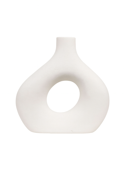 Modern Ceramic HYB-12 Vase 18cm - Minimalist Decorative Flower Vase - White
