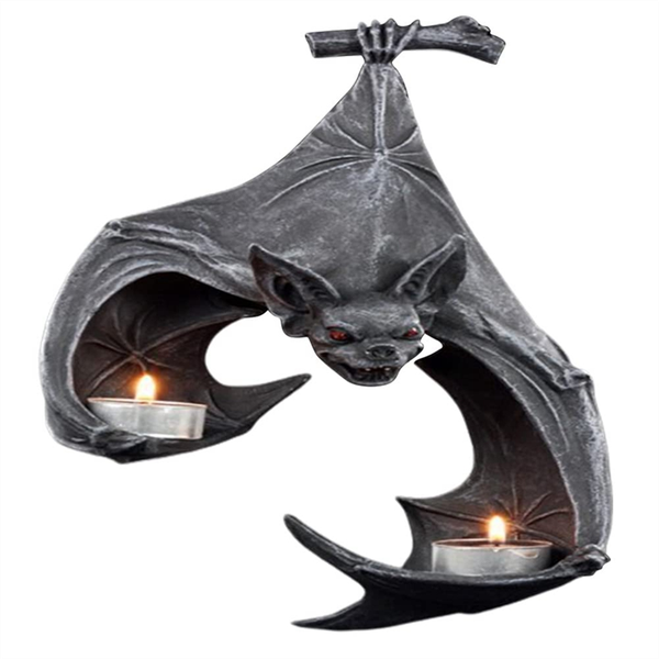 Halloween Bat-Shaped Candlestick Resin Hanging Garden Statue Sculptures
