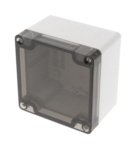 1554E2GYSL Heavy Duty Polycarbonate Enclosure 90x90x60mm Grey Smoked Lid