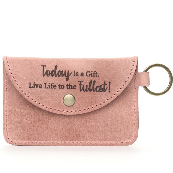DAREhue - Genuine Leather Card Holder Keyring - Today is a gift