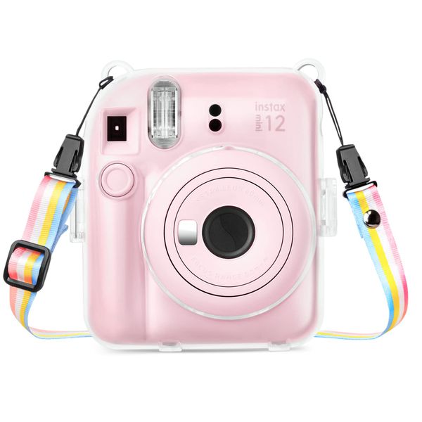 Hard Shell Cover with Removable Rainbow Shoulder Strap for Instax Mini 12