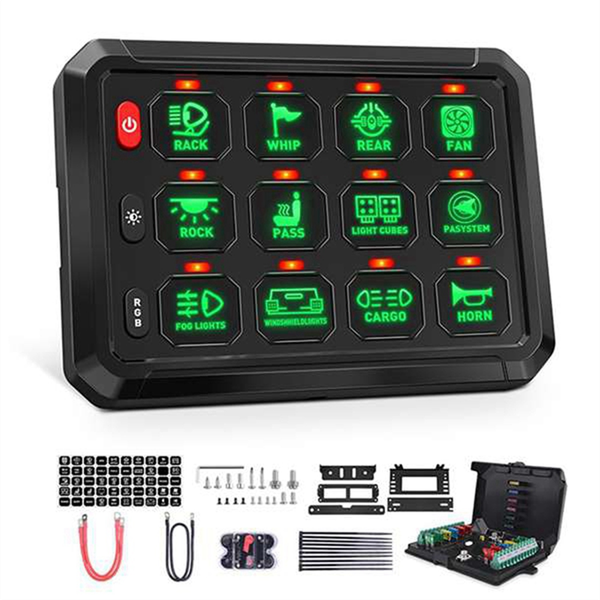12 Gang Switch Panel Rgb Switch Pod 12V Switch Panel For Car Truck