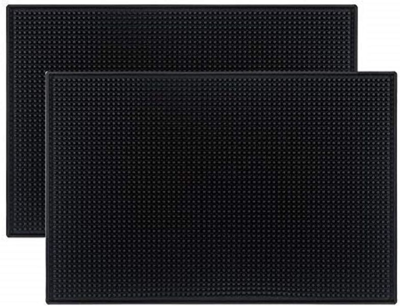 Bar Mat, Rubber Dish Drying Mat, Non-Slip Cocktail Spill Tray, 18x12 Inch