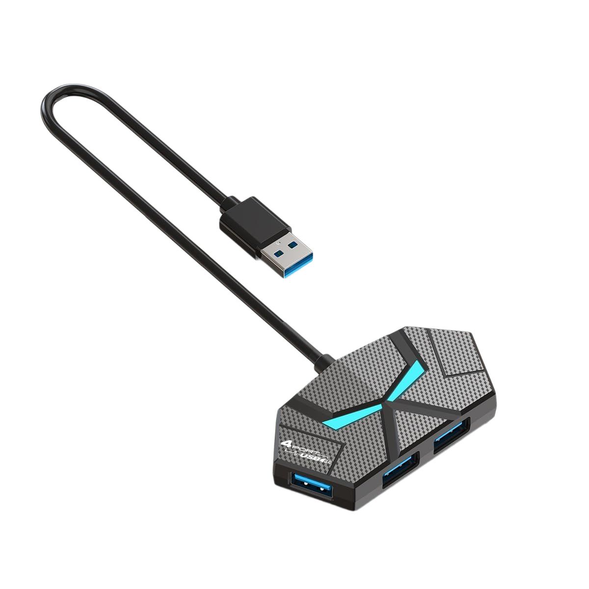 4-Port USB Hub, USB A Splitter, USB Extender with Power Port