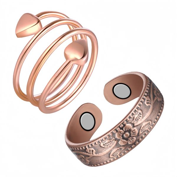 2 Peices Copper Magnetic Thumb Ring With ,Lymphatic Therapy