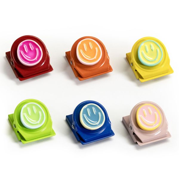 6 Pcs Fridge Magnets with Clips, Colorful Happy Face