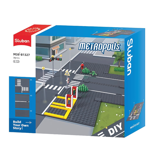 Sluban Building Set: Metropolis - Road Base Plate - 70 Pieces