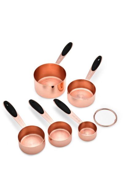 5pcs Stainless Steel Rose Gold Measuring Cup Set Food Measurement Cup
