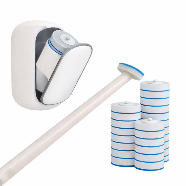 Wall Mounted Disposable Toilet Brush with 18 Replaceable Cleaning Heads