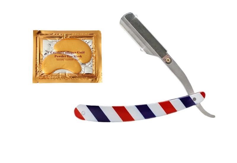 Barber Shop Candy Pole Cut Throat Razor with 1 Set of Eye Patches