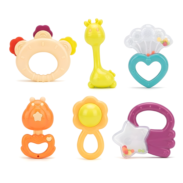 Baby Rattle &amp; Teether Sensory Toys Set - 12+ Months - 6-Pack