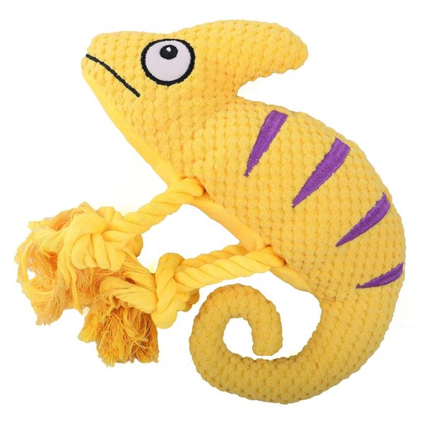 Squeaky Chameleon Rope Dog Toy (26cm) - Plush Chew &amp; Tug Toy