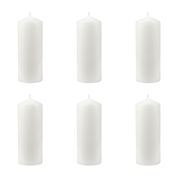 Pack of 6 Unscented Column Wax Candles - 10 x 5cm