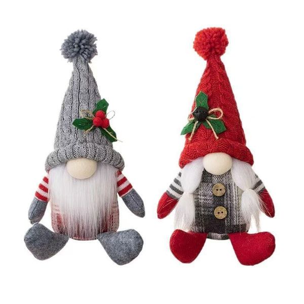 2pcs Christmas Decoration Faceless Elderly Doll Desktop Ornament