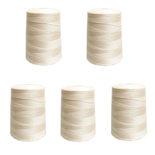 5 x Cotton Thread Sewing Thread Reel String For Sewing Machine 3000m -Cream