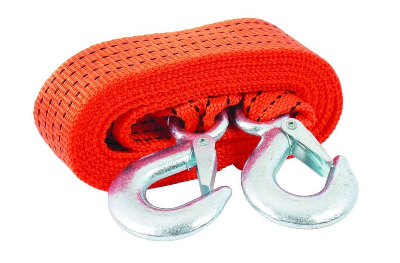 Super strong towing rope 4 meters with hooks (orange) 4 ton