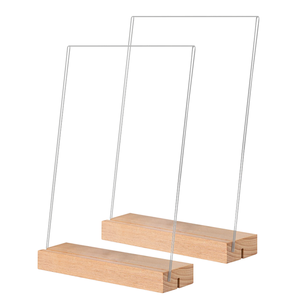 MIkaco Wood Base Acrylic Sign Holder 2 piece - A4 (210 mm x 297 mm)